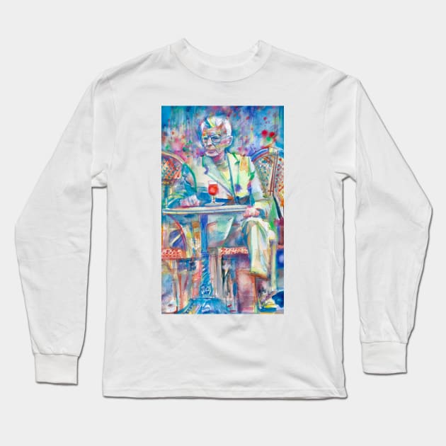 SAMUEL BECKETT sitting at the cafe - watercolor portrait Long Sleeve T-Shirt by lautir